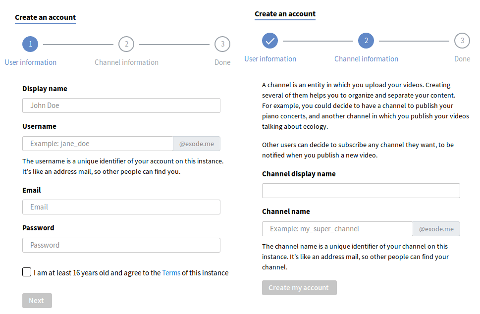 the new sign-up form in 2 steps